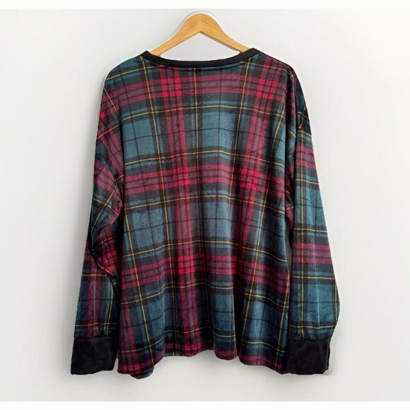 Cuddl Duds Women’s 2X Plaid Red Blue Plaid Plush Pj Top Loungewear Cozy Winter - Picture 9 of 10